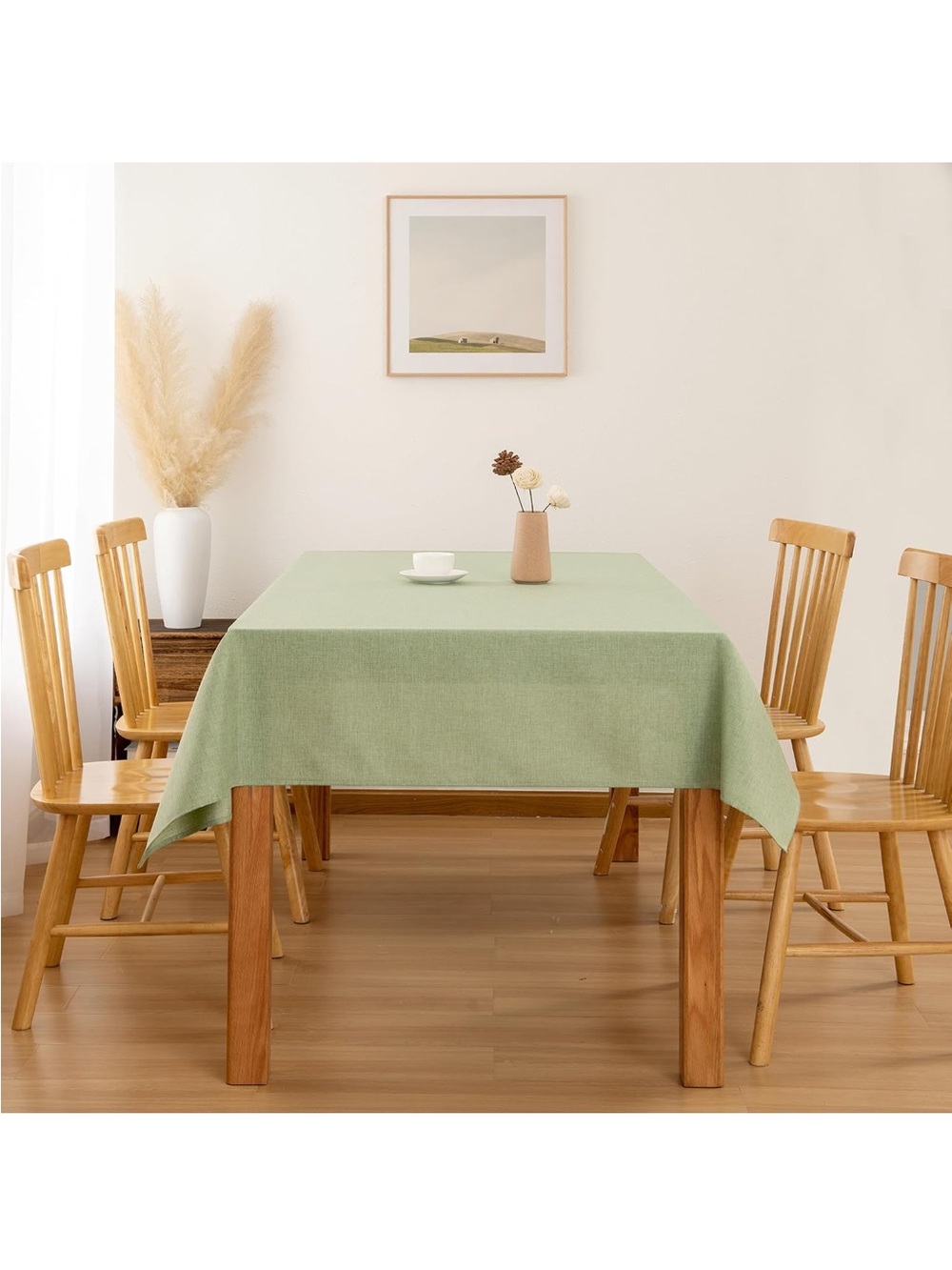 NEW Faux Linen Rectangle Tablecloth - Wrinkle and Stain Resistant Washable